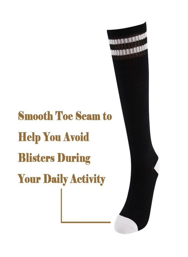 جوارب SOCKSDIARY طويلة تصل إلى الركبة للأطفال، جوارب قطنية لكرة القدم للأولاد والبنات والأطفال الصغار... (مقاسات أمريكية، عمر 10 سنوات، 15 سنة، 4 أزواج، لون أسود) - Image 3